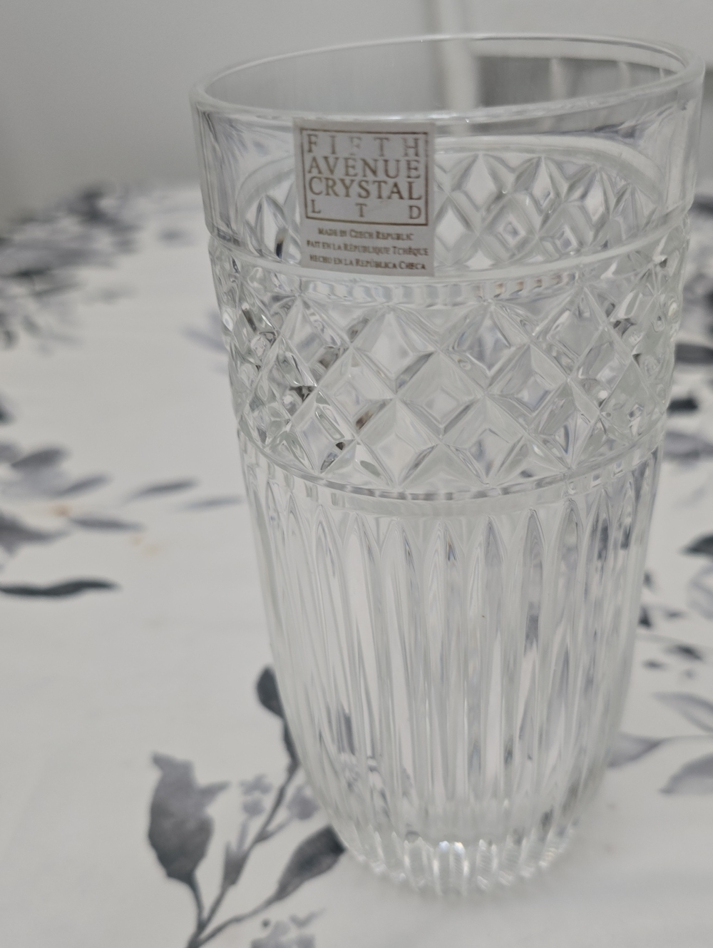Fifth Avenue LTD Set Of 3 Crystal High Ball Glasses Diamond Rib Czech Republic - Picture 4 of 15